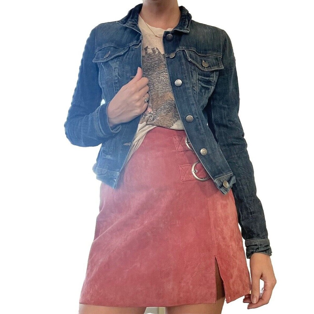 PAIGE Vintage y2k Fitted Tailored Denim Jean Jacket Medium Wash VERMONT Size XS